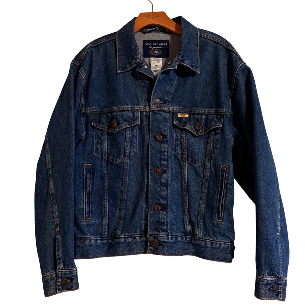 Y2K 90s Levi Strauss Signature Blue Denim Trucker Jacket Size Small 100% Cotton
